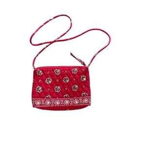 Vera Bradley Red Bandanna Quilted Paisley Cotton Crossbody Bag Petite Purse
